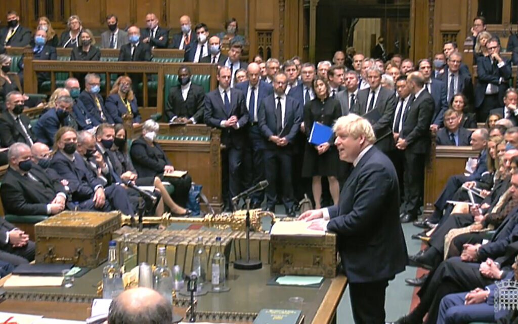 Prime Minister Boris Johnson speaks in the chamber of the House of Commons, Westminster, as MPs gather to pay tribute to Conservative MP Sir David Amess, who died on Friday after he was stabbed several times during a constituency surgery in Leigh-on-Sea, Essex.