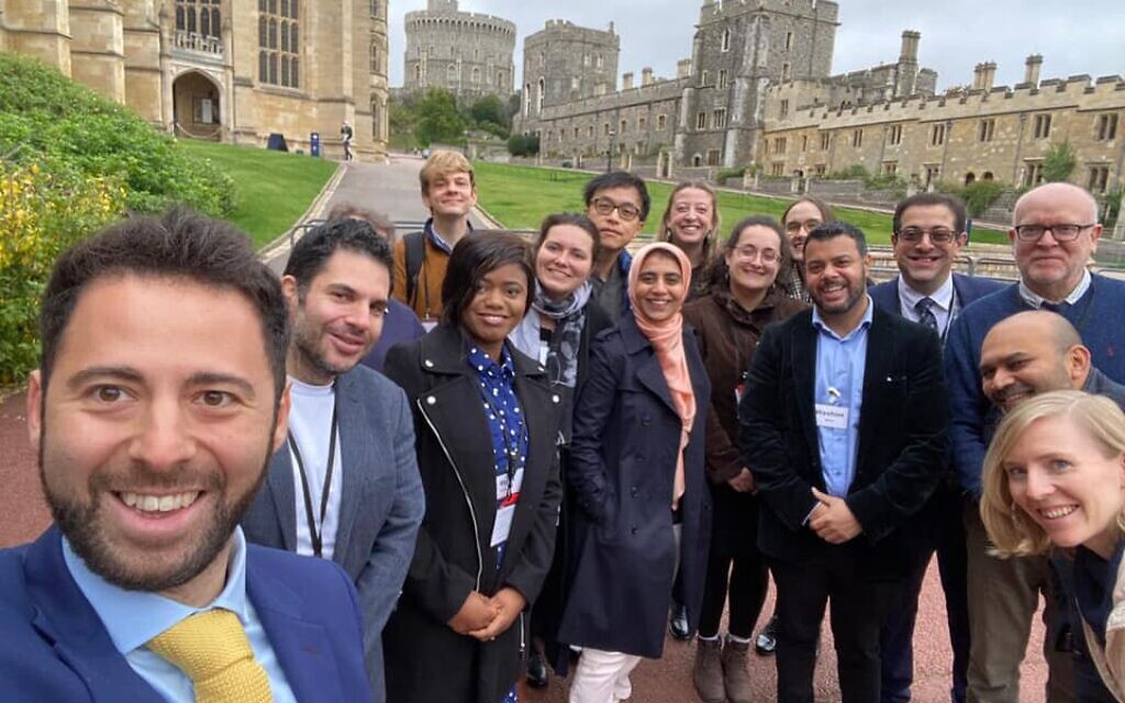 Participants and supporters of the project gather outside Windsor Castle