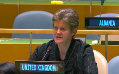 Barbara Woodward speaking at the UN