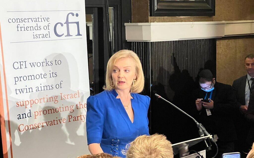 Liz Truss speaking at CFI's event at the Conservative Party Conference 2021 (Credit: Board of Deputies)