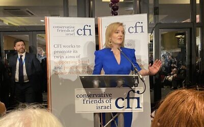 Liz Truss speaking at CFI's event at the Conservative Party Conference 2021 (Credit: Board of Deputies)