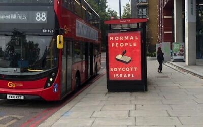 An example of the poster which appeared to be at a bus stop in Vauxhall - but officials claim it was not there when they visited (Image: Twitter)