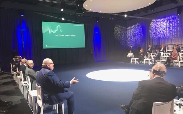 Lord Pickles speaks during the antisemitism conference in Malmo. Credit: UK In Sweden on twitter