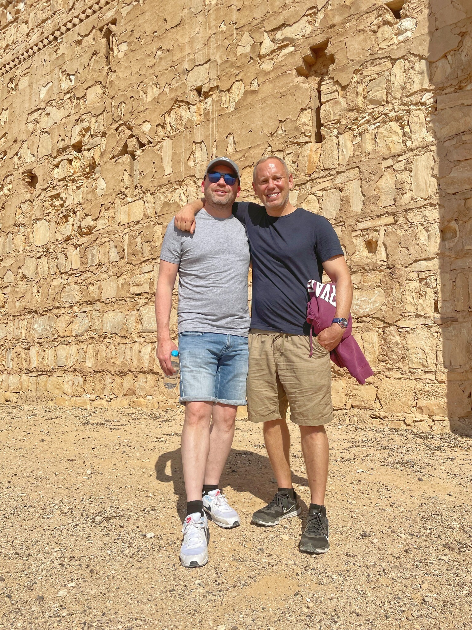 Robert Rinder with Daniel Burger, chief executive of Magen David Adom UK at Qasr Kharanah, one of the earliest examples of Islamic architecture in the region