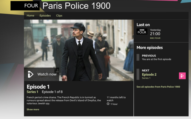 Screenshot of the BBC description's of Dreyfus as a 'notorious Jewish spy'