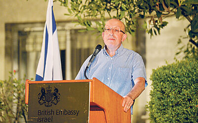 Michael Wegier speaking at a Jewish News event in Tel Aviv in 2018