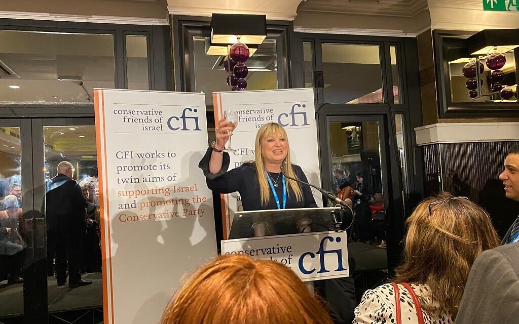 Board of Deputies president Marie van der Zyl speaking at CFI's event at the Conservative Party Conference. (Credit: Board of Deputies)