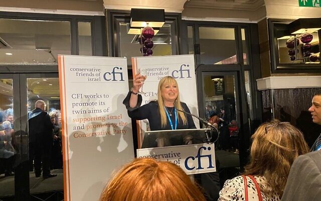 Board of Deputies president Marie van der Zyl speaking at CFI's event at the Conservative Party Conference. (Credit: Board of Deputies)