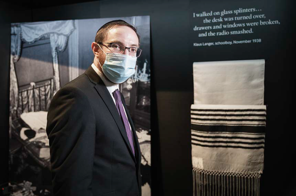 Rabbi Nicky Liss with the prayer shawl which museum officials asked him to help install Rabbi Nicky Liss with the prayer shawl which museum officials asked him to help install