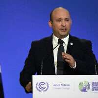 Israel's Prime Minister Naftali Bennett speaking during the Cop26 summit at the Scottish Event Campus (SEC) in Glasgow. Picture date: Monday November 1, 2021.