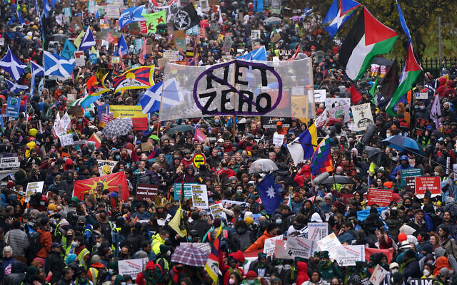 Protesters take part in a rally organised by the Cop26 Coalition in Glasgow demanding global climate justice. Picture date: Saturday November 6, 2021.