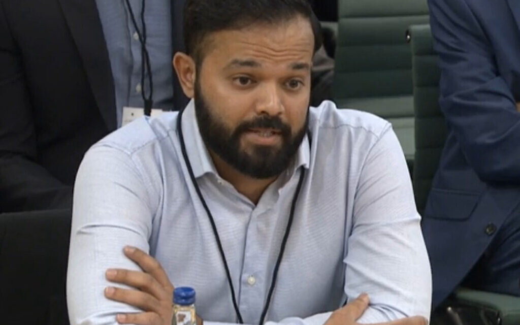 Screen grab from Parliament TV of former cricketer Azeem Rafiq giving evidence at the inquiry into racism he suffered at Yorkshire County Cricket Club, at the Digital, Culture, Media and Sport (DCMS) committee