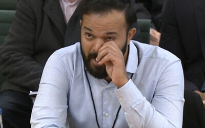 Screen grab from Parliament TV of former cricketer Azeem Rafiq crying as he gives evidence at the inquiry into racism he suffered at Yorkshire County Cricket Club, at the Digital, Culture, Media and Sport (DCMS) committee on sport governance at Portcullis House in London. Picture date: Tuesday November 16, 2021.