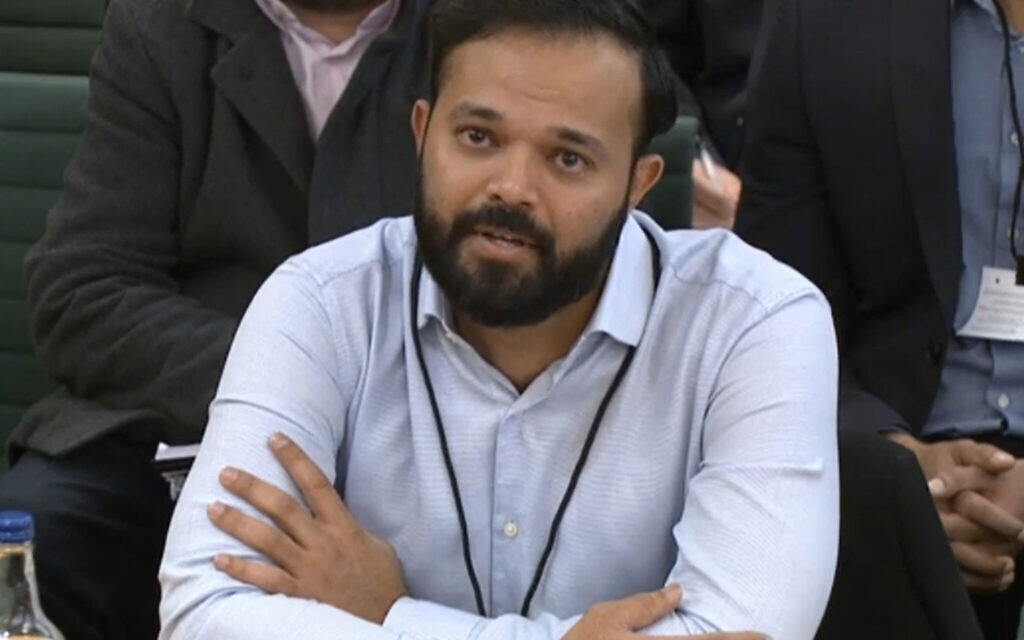 Screen grab from Parliament TV of former cricketer Azeem Rafiq crying as he gives evidence at the inquiry into racism he suffered at Yorkshire County Cricket Club, at the Digital, Culture, Media and Sport (DCMS) committee on sport governance at Portcullis House in London. Picture date: Tuesday November 16, 2021.