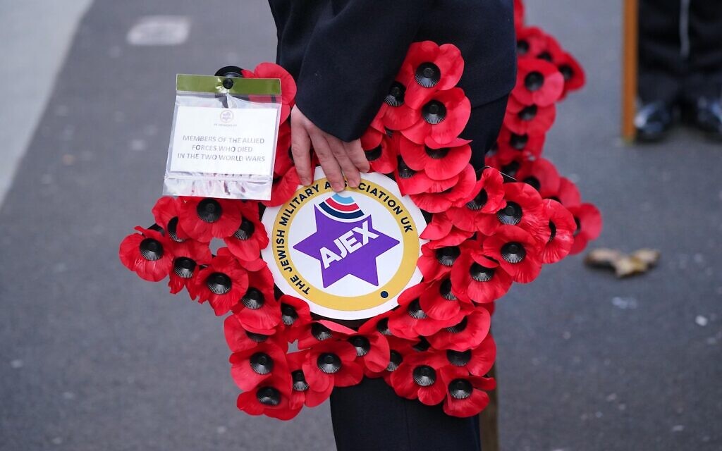 A wreath before being laid during the annual Association of Jewish Ex-Servicemen and Women parade at the Cenotaph in Whitehall, London. Picture date: Sunday November 21, 2021.