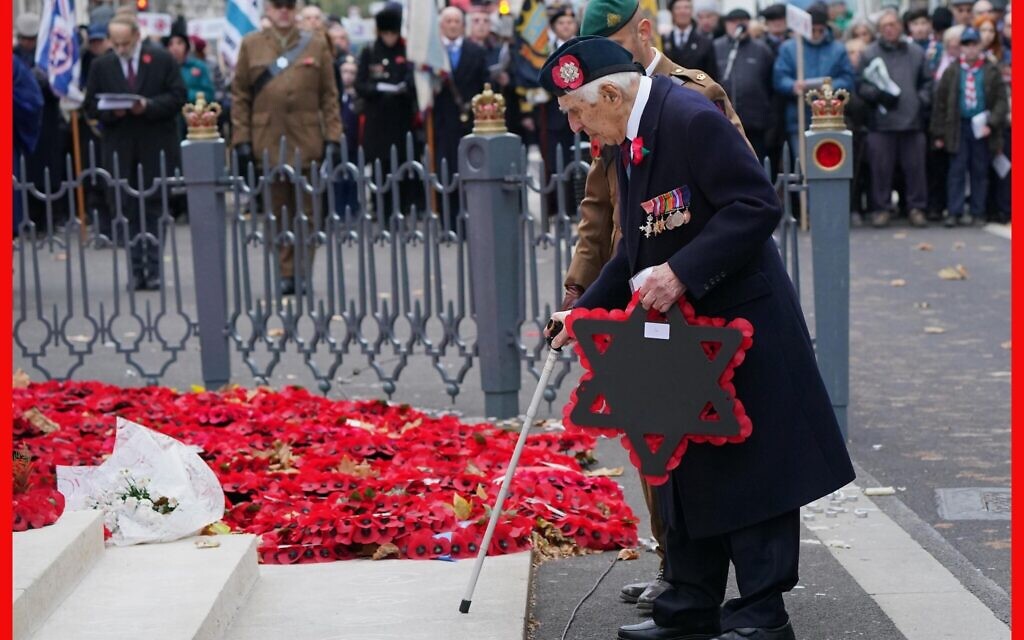 PABest Arthur Lawson lays a wreath during the annual Association of Jewish Ex-Servicemen and Women parade at the Cenotaph in Whitehall, London. Picture date: Sunday November 21, 2021.
