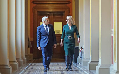 Foreign Secretary Liz Truss (right) walks alongside the Israeli Foreign Minister Yair Lapid ahead of a meeting at the Commonwealth And Development Office in London. Picture date: Monday November 29, 2021.