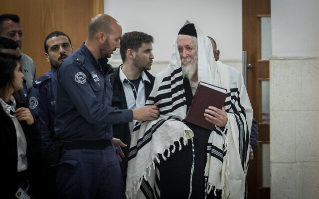 Rabbi Eliezer Berland arrives for a court hearing  at the Jerusalem District court on in Jerusalem, on February 28, 2020 (Photo: Yonatan Sindel/Flash90)