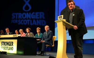 Wesminster SNP MP Tommy Sheppard speaks during the SNP National Conference at the Aberdeen Exhibition and Conference Centre.