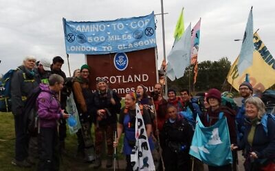 The group, who all walked different distances to be at COP26 in Glasgow, as they arrived into Scotland