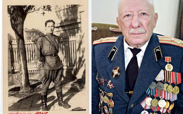 Russian soldiers Lev Vilensky, who helped to liberate Germany, and Boris Komsky