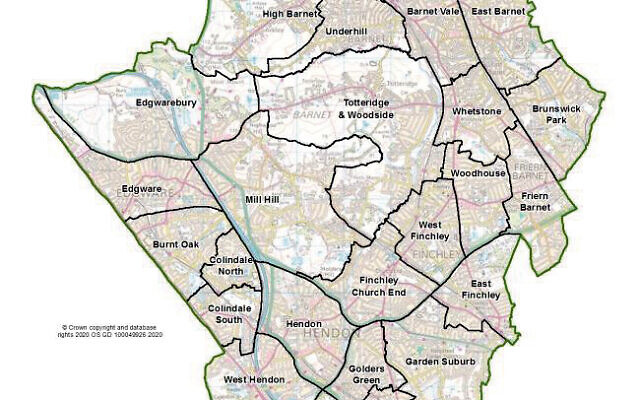Map of Barnet, the most Jewish borough in the country