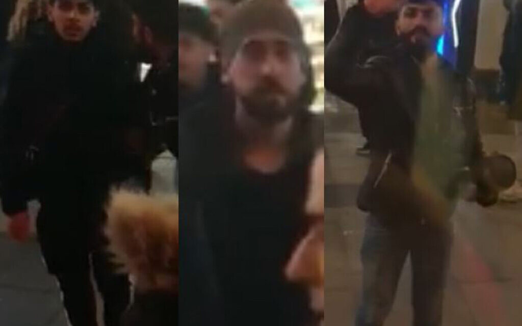 Handout video grab dated 29/11/21 issued by the Metropolitan Police of men wanted by the police after anti-Semitic abuse was directed towards a group of young Jewish people during an open-top party bus in Oxford Street. The group was spat at by a group of men in what was described as a "bigoted antisemitic attack". Issue date: Tuesday December 7, 2021.