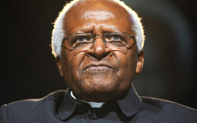 Archbishop Desmond Tutu speaking during the One Young World Summit ceremony at Old Billingsgate, London.