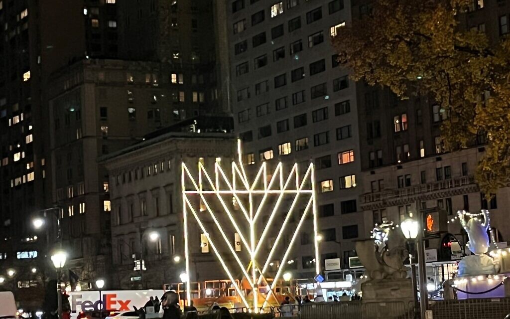 One of the many chanukiot that dot the city in December