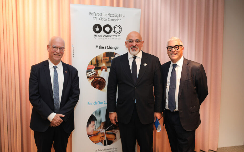 L to R - TAU President Prof. Ariel Porat, Rt Hon Nadhim Zahawi MP, David Meller Chair TAU Trust (photographer: Yoav Picherski)