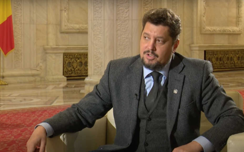 Claudiu Tarziu is a leader of the Romanian AUR party. (Screenshot from YouTube)