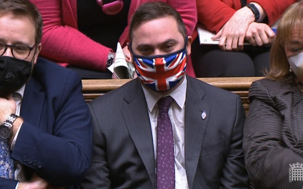 A view of Bury South MP Christian Wakeford sitting on the opposition benches during Prime Minister's Questions in the House of Commons