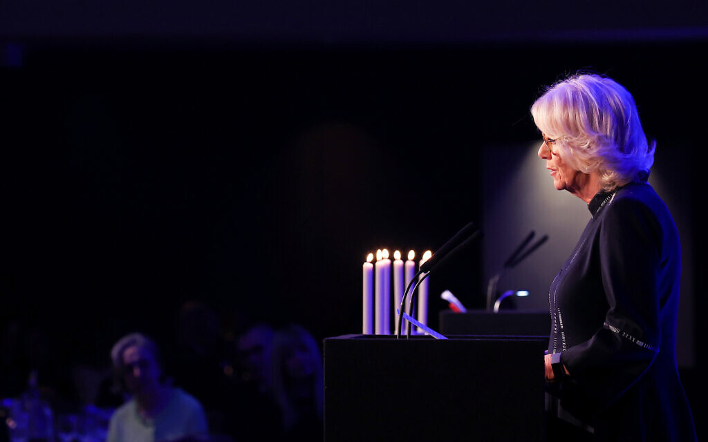 The Duchess of Cornwall makes a speech during a reception for the Anne Frank Trust at the InterContinental London, Park Lane, London. Picture date: Thursday January 20, 2022.