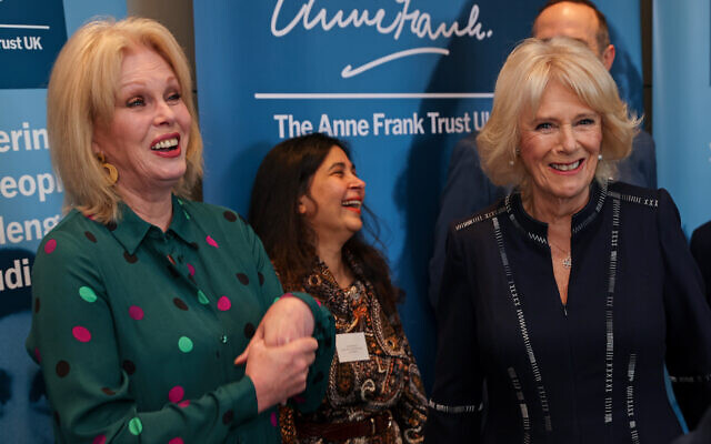The Duchess of Cornwall (2nd right) speaks to Dame Joanna Lumley (left) and Farina Mannan Head of the Lunch committee during a reception for the Anne Frank Trust at the InterContinental London, Park Lane, London. Picture date: Thursday January 20, 2022.