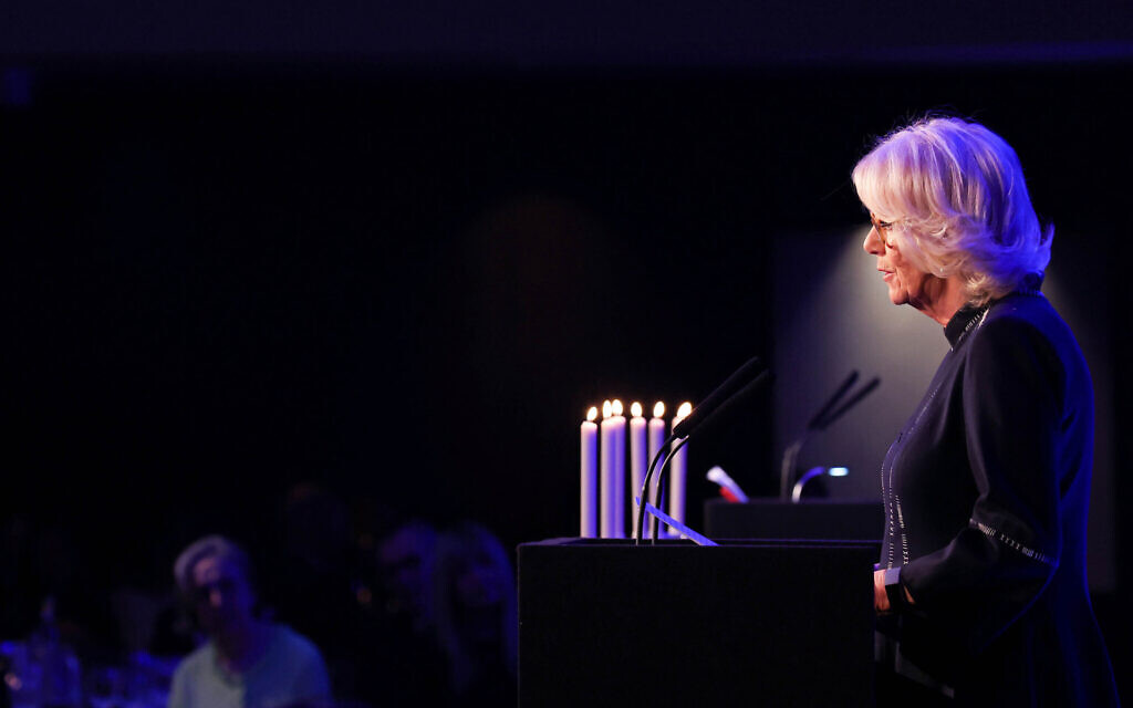PABest The Duchess of Cornwall makes a speech during a reception for the Anne Frank Trust at the InterContinental London, Park Lane, London. Picture date: Thursday January 20, 2022.