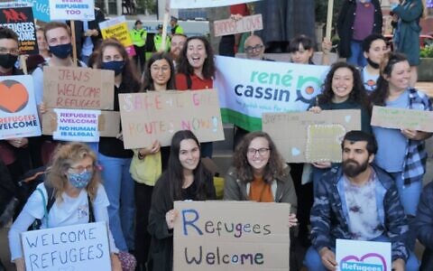 Young activists campaigning for refugees (Credit Rene Cassin)
