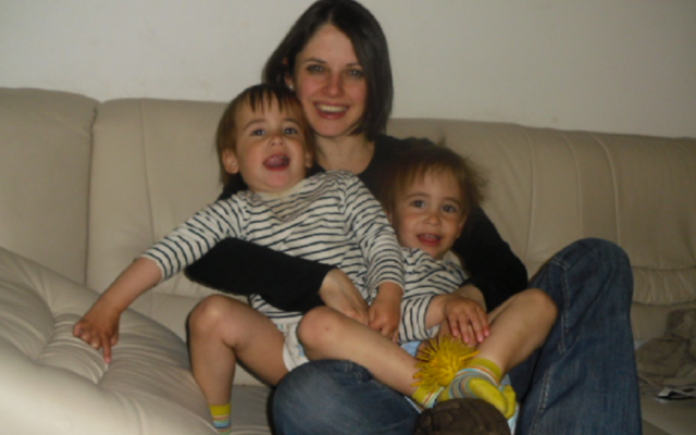 Beth Schlesinger (née Alexander) with her two children