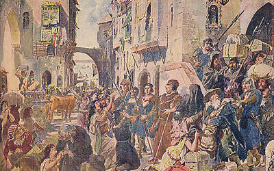 Expulsion of Jews in 1497 painting by Alfredo Roque Gameiro