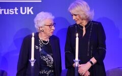 Duchess of Cornwall lighting memorial candles with Eva Schloss (https://twitter.com/ClarenceHouse/status/1484188795243151362/photo/3)