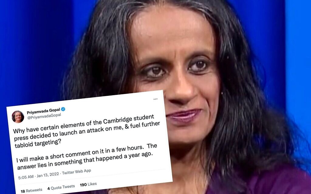 Professor Priyamvada Gopal (Wikipedia / Author	The Laura Flanders Show/ Source	https://www.youtube.com/watch?v=NFCbaZJqkkI / Attribution 3.0 Unported (CC BY 3.0))
