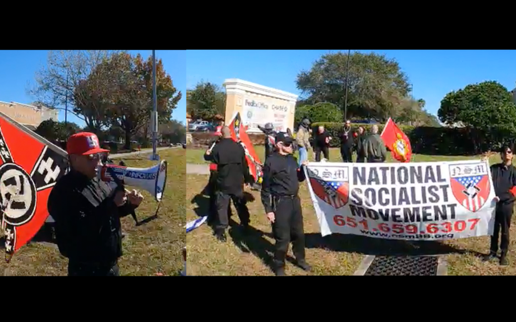 Neo-Nazis rally in Orlando, Fla. on Jan. 29, 2022. (Stop Antisemitism via Twitter)