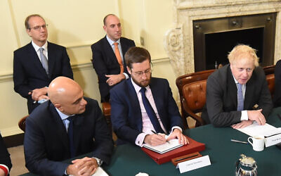 (back, left to right) Martin Reynolds, the Prime Minister's principal private secretary, and Dan Rosenfield, the Prime Minister's chief of staff, and (front, left to right) Health Secretary Sajid Javid, Cabinet Secretary Simon Case, and Prime Minister Boris Johnson, attending a Cabinet meeting in 10 Downing Street, London. Dan Rosenfield and Martin Reynolds have resigned, according to reports. Issue date: Thursday February 3, 2022.
