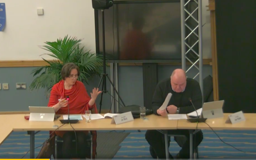 Jo Bird (left) at the meeting