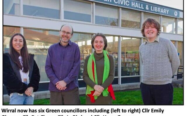 Jo Bird, centre with green scarf, in photo put out by Green Party
