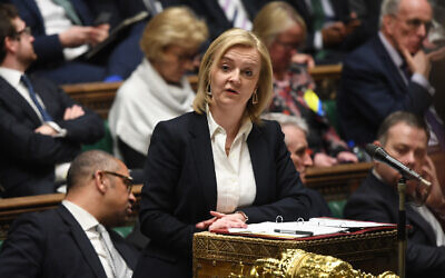 Foreign Secretary Liz Truss speaking in the House of Commons, London, as she announced new sanctions against Russia. Issue date: Monday February 28, 2022. See PA story POLITICS Ukraine. Photo credit should read: UK Parliament/Jessica Taylor/PA Wire