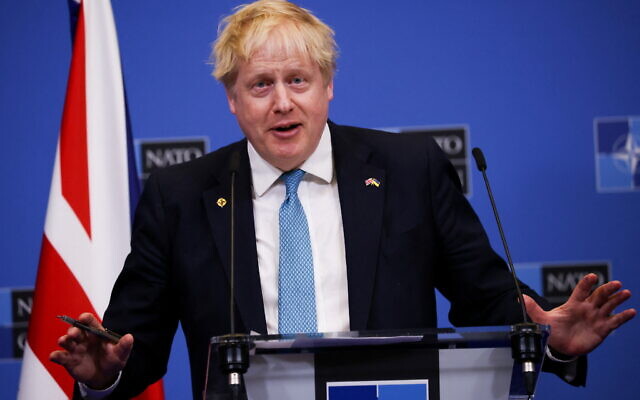 Prime Minister Boris Johnson speaks during a press conference following a special meeting of Nato leaders in Brussels on 24 March, 2022 (PA)