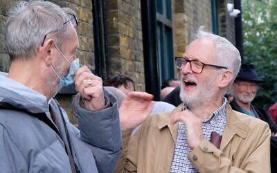 Michael Rosen with Jeremy Corbyn, pictured last year marking the Battle of Cable Street. Credit: Matthew Chattle/Alamy Live News