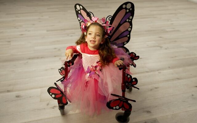 A girl in a butterfly costume created by an industrial design student from The Holon Institute of Technology. (Beit Issie Shapiro)