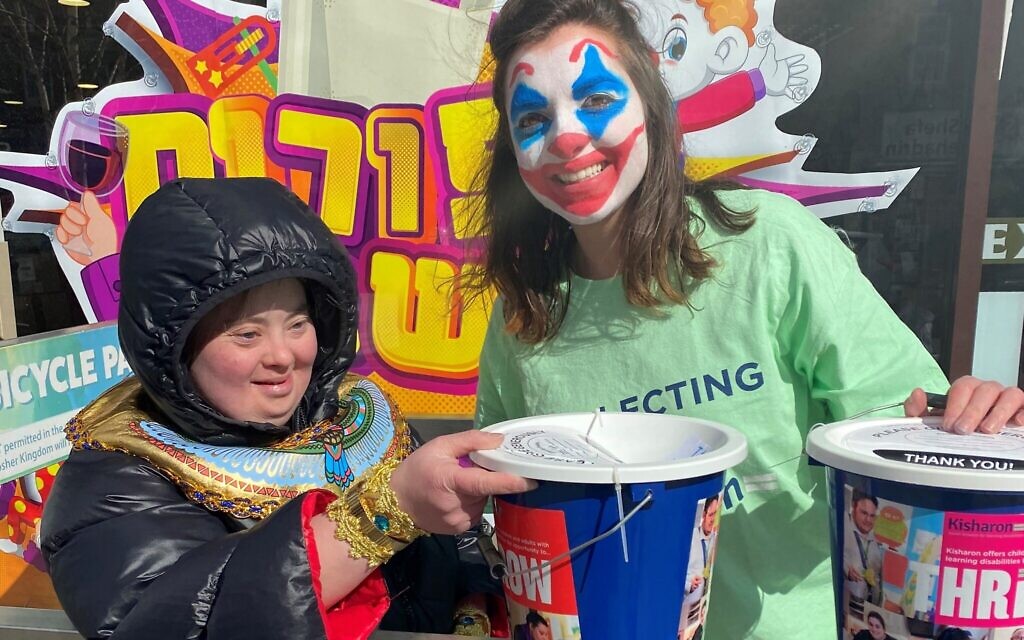 Samantha McLeod Kisharon, Events and Challenges Executive, collecting money for Kisharon with Debbie, who is supported by Kisharon Samantha McLeod Kisharon, Events and Challenges Executive, collecting money for Kisharon with Debbie, who is supported by Kisharon