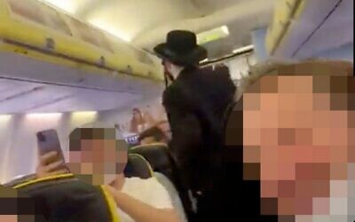 West Ham fans are facing a trial accused of directing chants towards a man in Orthodox Jewish dress while on a departing flight to a European match, 2021, (Twitter)